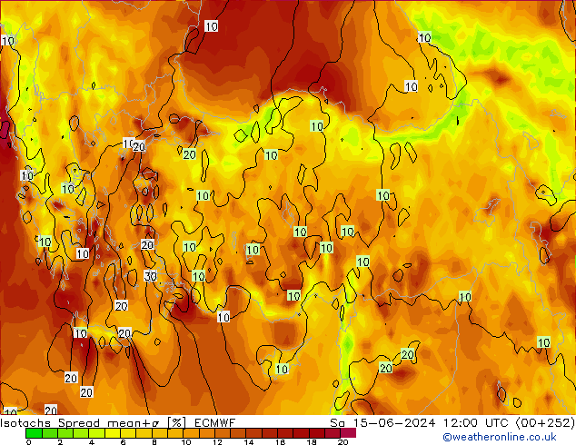 Isotachs Spread ECMWF  15.06.2024 12 UTC