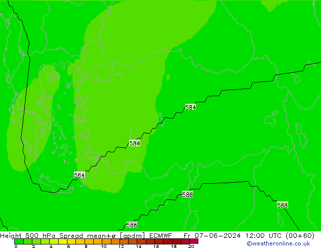 Height 500 hPa Spread ECMWF Pá 07.06.2024 12 UTC