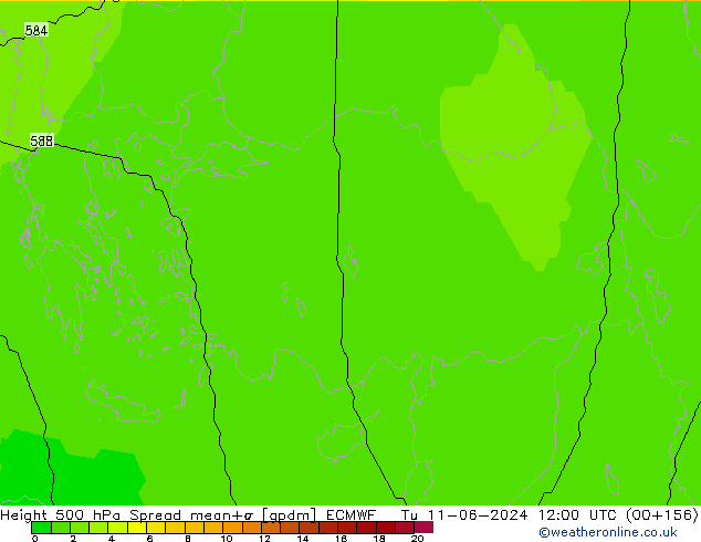 Géop. 500 hPa Spread ECMWF mar 11.06.2024 12 UTC