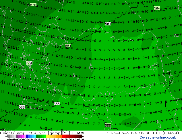 Geop./Temp. 500 hPa ECMWF jue 06.06.2024 00 UTC