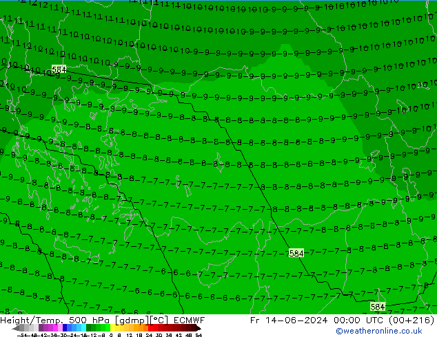 Géop./Temp. 500 hPa ECMWF ven 14.06.2024 00 UTC