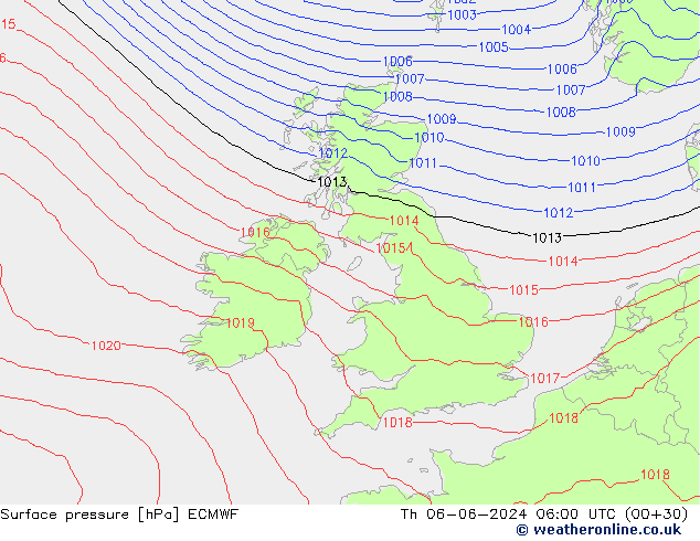 pression de l'air ECMWF jeu 06.06.2024 06 UTC