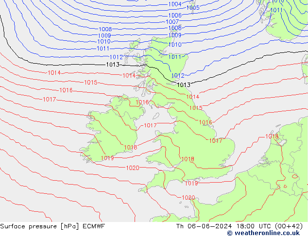 приземное давление ECMWF чт 06.06.2024 18 UTC