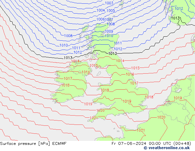 приземное давление ECMWF пт 07.06.2024 00 UTC