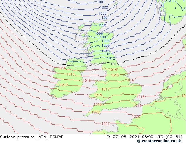 Yer basıncı ECMWF Cu 07.06.2024 06 UTC