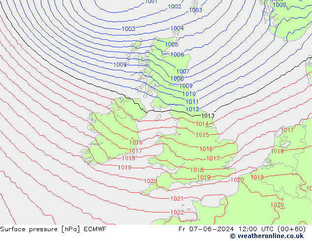 Surface pressure ECMWF Fr 07.06.2024 12 UTC