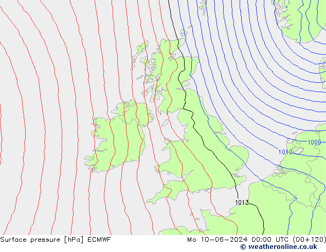 Surface pressure ECMWF Mo 10.06.2024 00 UTC