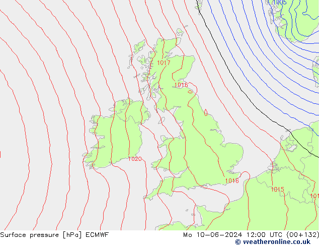 приземное давление ECMWF пн 10.06.2024 12 UTC