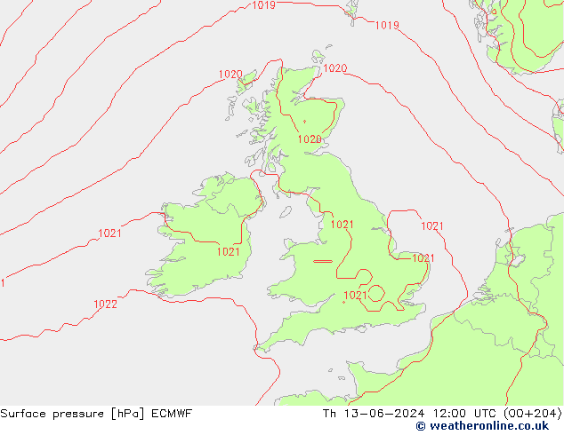 ciśnienie ECMWF czw. 13.06.2024 12 UTC