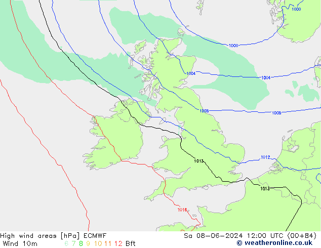 High wind areas ECMWF sam 08.06.2024 12 UTC