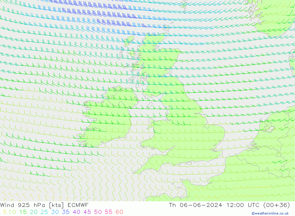 Wind 925 hPa ECMWF Th 06.06.2024 12 UTC