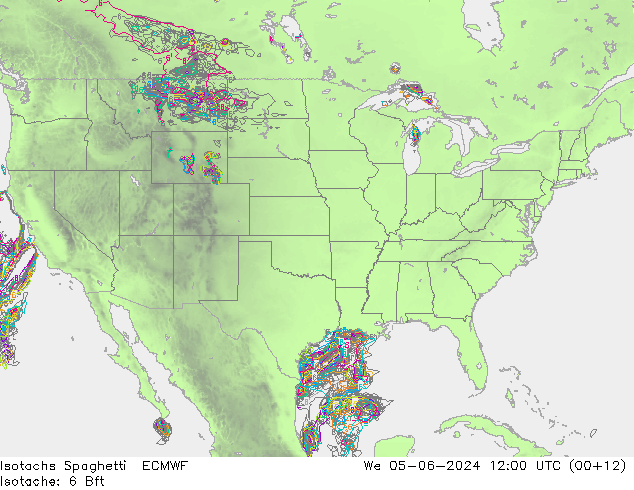 Izotacha Spaghetti ECMWF śro. 05.06.2024 12 UTC