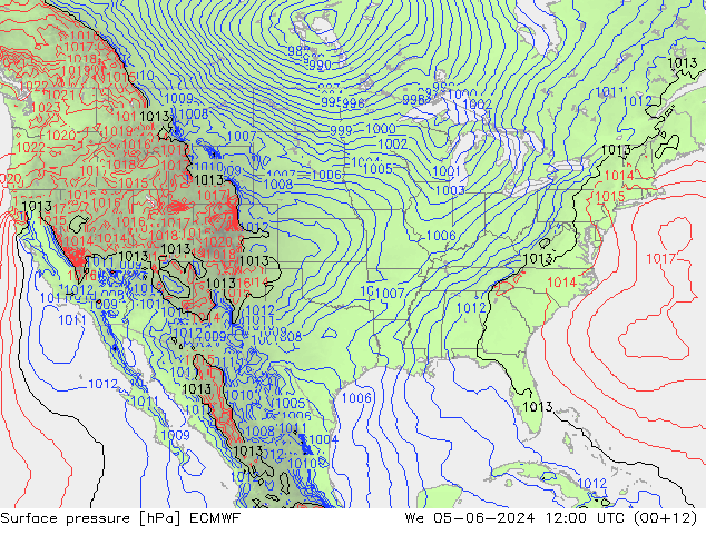 Surface pressure ECMWF We 05.06.2024 12 UTC