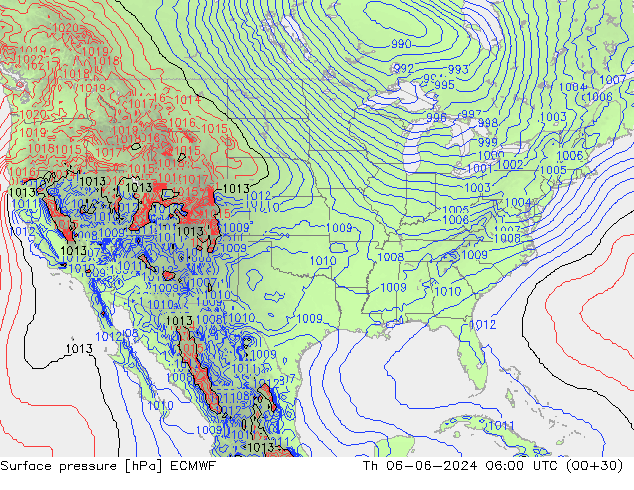 Pressione al suolo ECMWF gio 06.06.2024 06 UTC