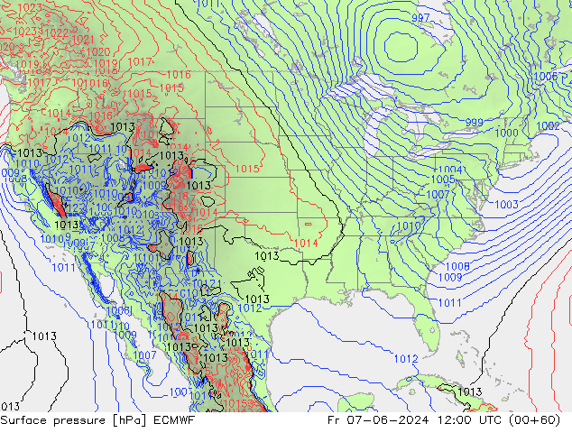 Surface pressure ECMWF Fr 07.06.2024 12 UTC