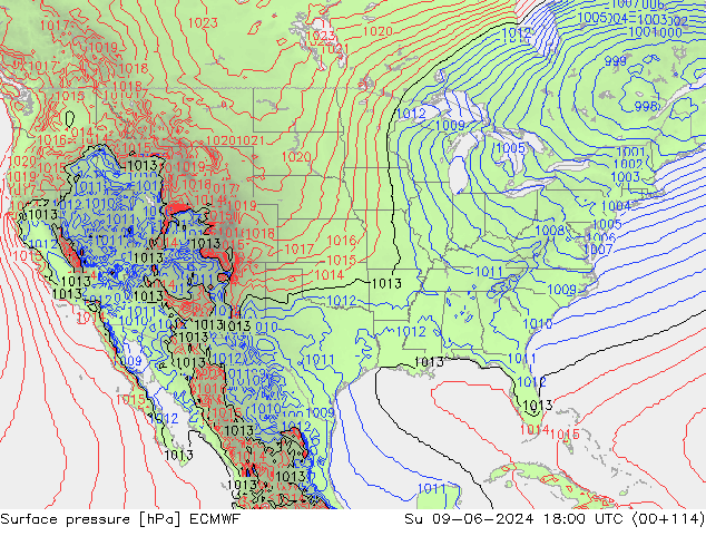 pressão do solo ECMWF Dom 09.06.2024 18 UTC