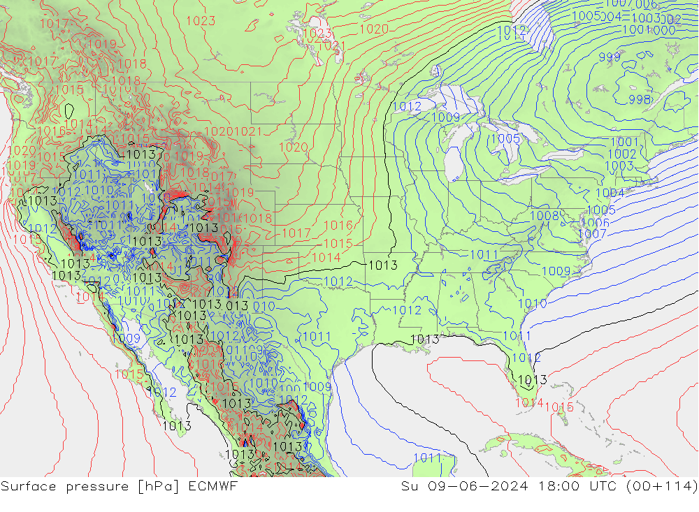 Yer basıncı ECMWF Paz 09.06.2024 18 UTC