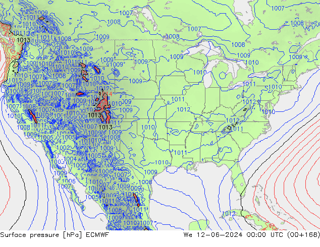 pressão do solo ECMWF Qua 12.06.2024 00 UTC