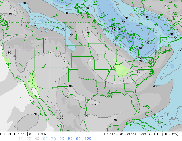 RH 700 hPa ECMWF Fr 07.06.2024 18 UTC