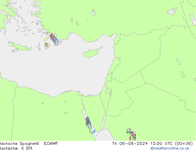 Isotachs Spaghetti ECMWF jeu 06.06.2024 12 UTC