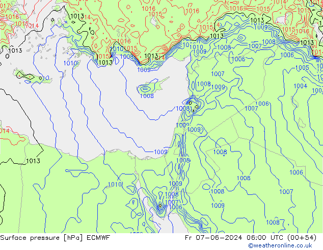 Surface pressure ECMWF Fr 07.06.2024 06 UTC