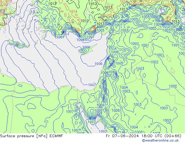 приземное давление ECMWF пт 07.06.2024 18 UTC