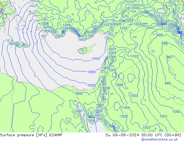 Pressione al suolo ECMWF dom 09.06.2024 00 UTC