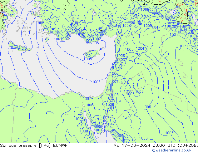 Pressione al suolo ECMWF lun 17.06.2024 00 UTC