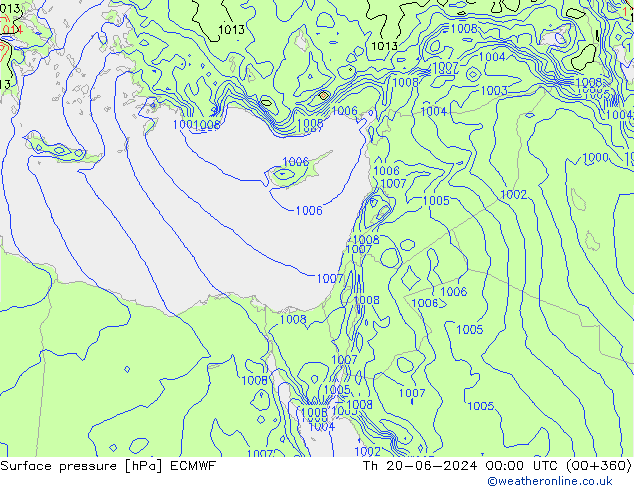 Surface pressure ECMWF Th 20.06.2024 00 UTC