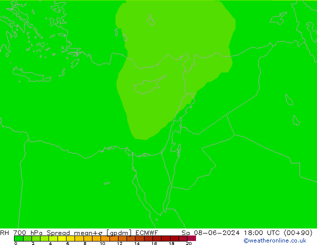 RV 700 hPa Spread ECMWF za 08.06.2024 18 UTC