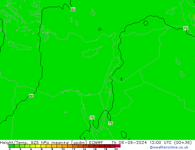 Height/Temp. 925 hPa ECMWF Čt 06.06.2024 12 UTC