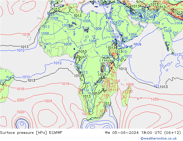 Surface pressure ECMWF We 05.06.2024 18 UTC