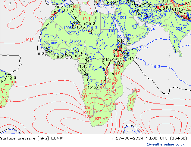 Surface pressure ECMWF Fr 07.06.2024 18 UTC