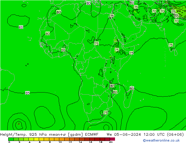 Yükseklik/Sıc. 925 hPa ECMWF Çar 05.06.2024 12 UTC