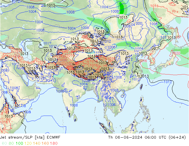 Jet stream/SLP ECMWF Th 06.06.2024 06 UTC