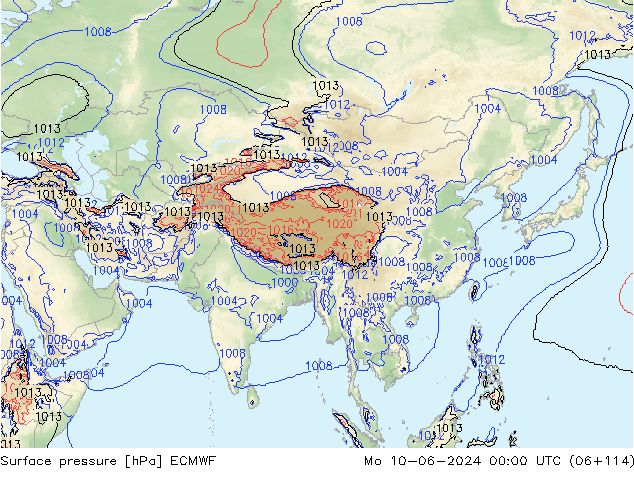 Luchtdruk (Grond) ECMWF ma 10.06.2024 00 UTC