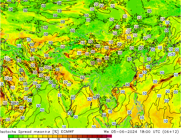 Isotachs Spread ECMWF mer 05.06.2024 18 UTC