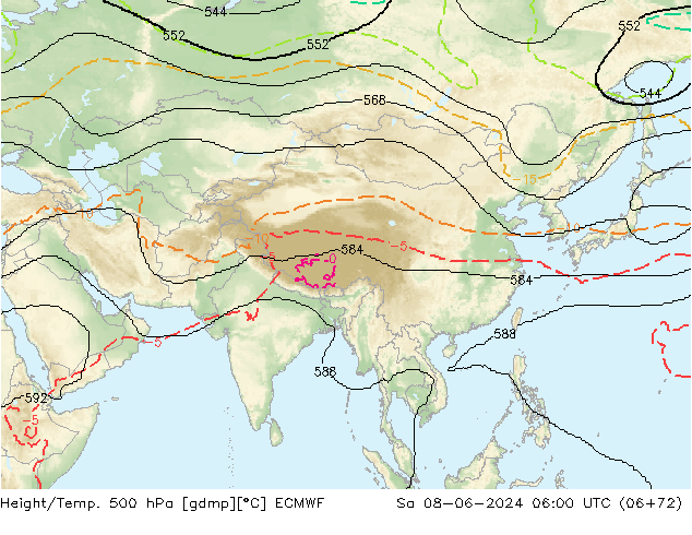 Height/Temp. 500 hPa ECMWF Sa 08.06.2024 06 UTC