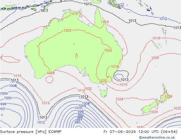 Presión superficial ECMWF vie 07.06.2024 12 UTC