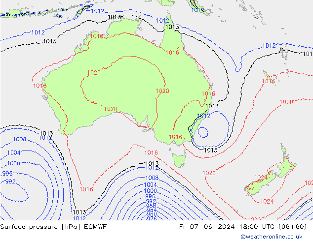 Surface pressure ECMWF Fr 07.06.2024 18 UTC