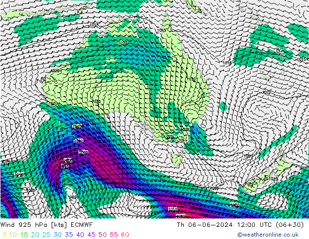 Vento 925 hPa ECMWF Qui 06.06.2024 12 UTC