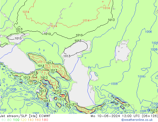 Polarjet/Bodendruck ECMWF Mo 10.06.2024 12 UTC