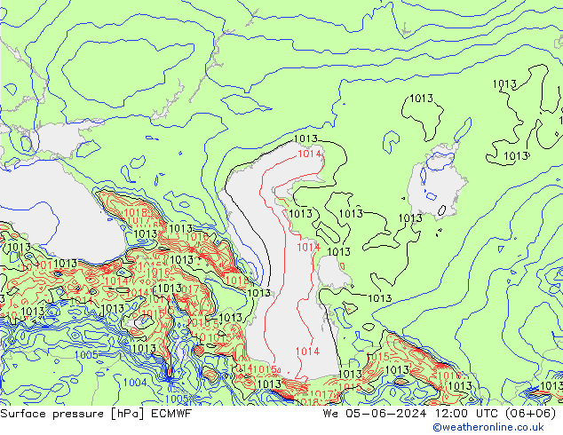 Luchtdruk (Grond) ECMWF wo 05.06.2024 12 UTC