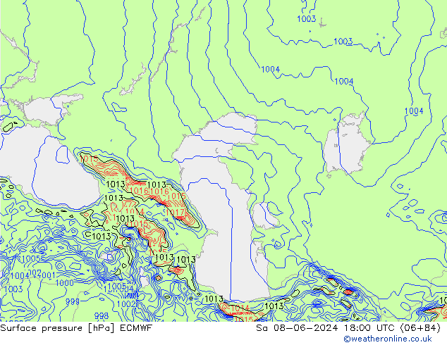 Surface pressure ECMWF Sa 08.06.2024 18 UTC