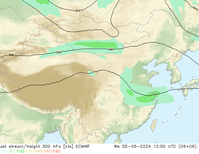 Jet stream/Height 300 hPa ECMWF We 05.06.2024 12 UTC