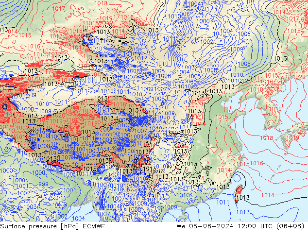 地面气压 ECMWF 星期三 05.06.2024 12 UTC