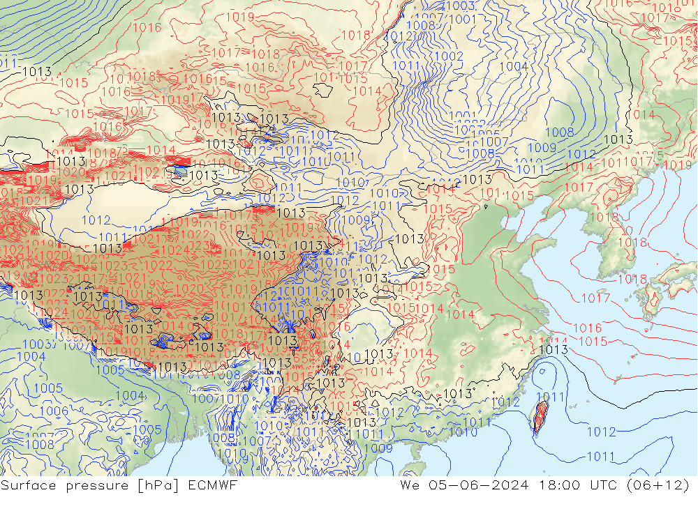 地面气压 ECMWF 星期三 05.06.2024 18 UTC