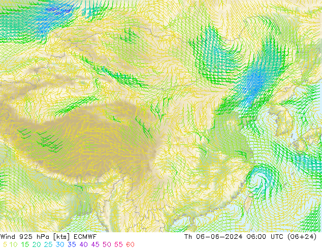 Wind 925 hPa ECMWF Th 06.06.2024 06 UTC