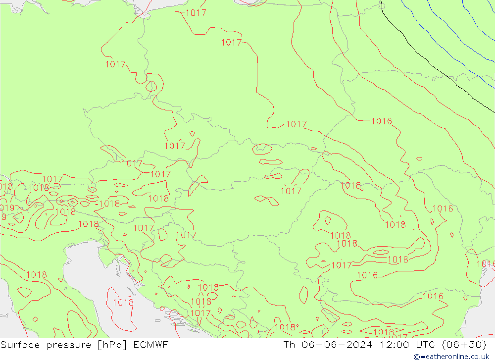 Surface pressure ECMWF Th 06.06.2024 12 UTC