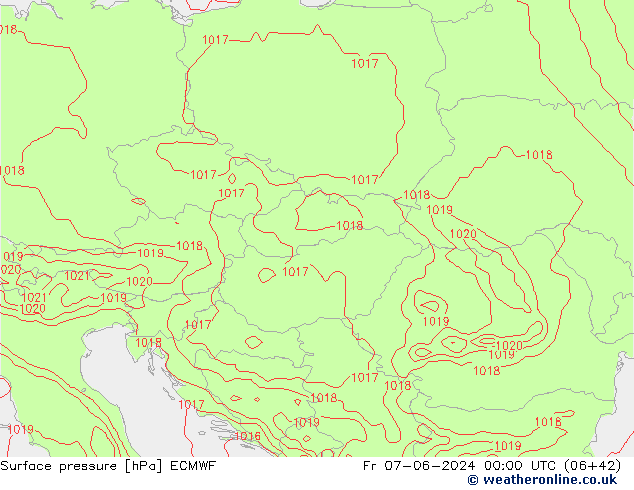 Presión superficial ECMWF vie 07.06.2024 00 UTC